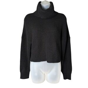 Brave Soul London Women’s Black Turtleneck Chunky Knit Cropped Size Large